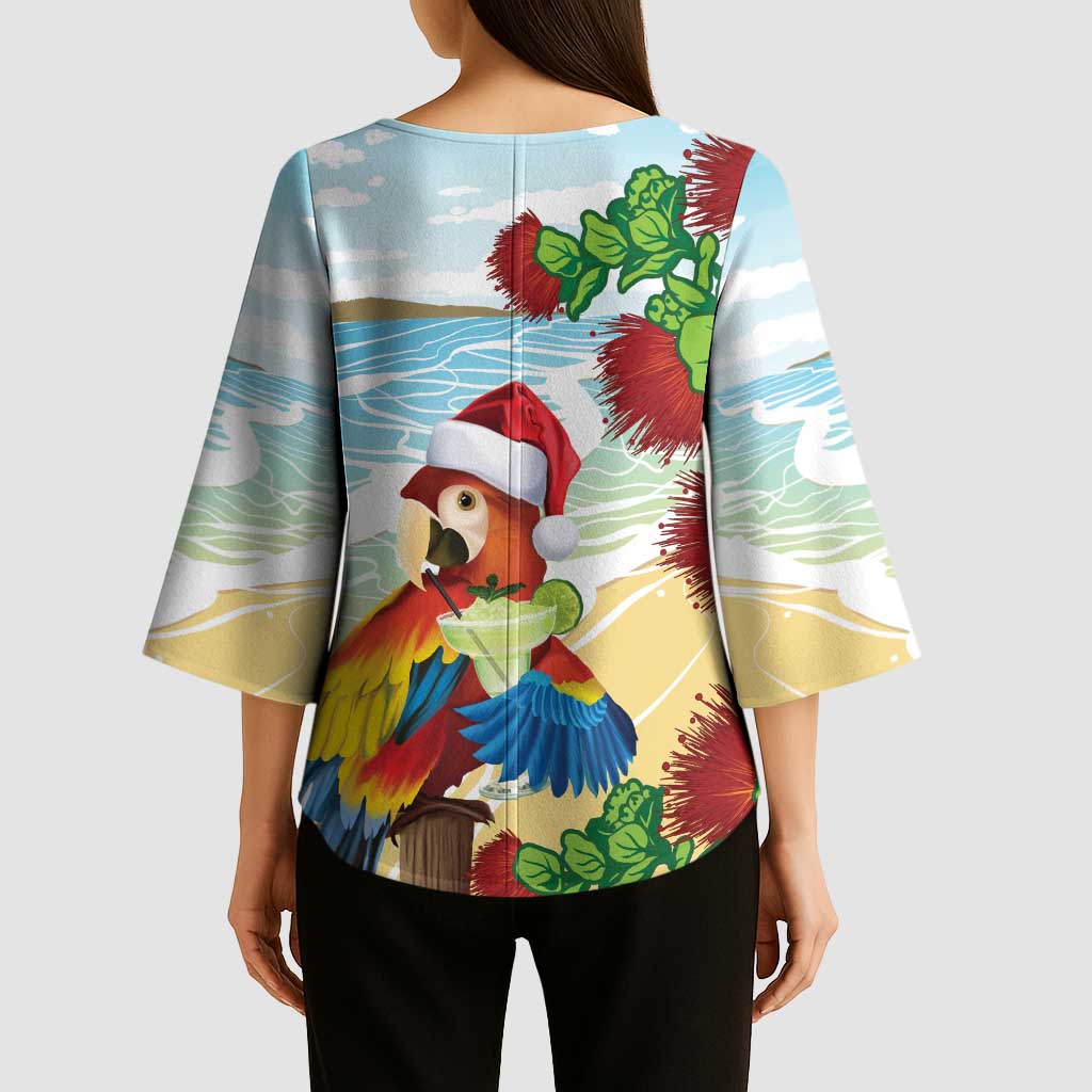 Have A Very Beach Christmas Kimono Sleeve Blouse Parrot By Lehua Flower LT7 - Polynesian Pride