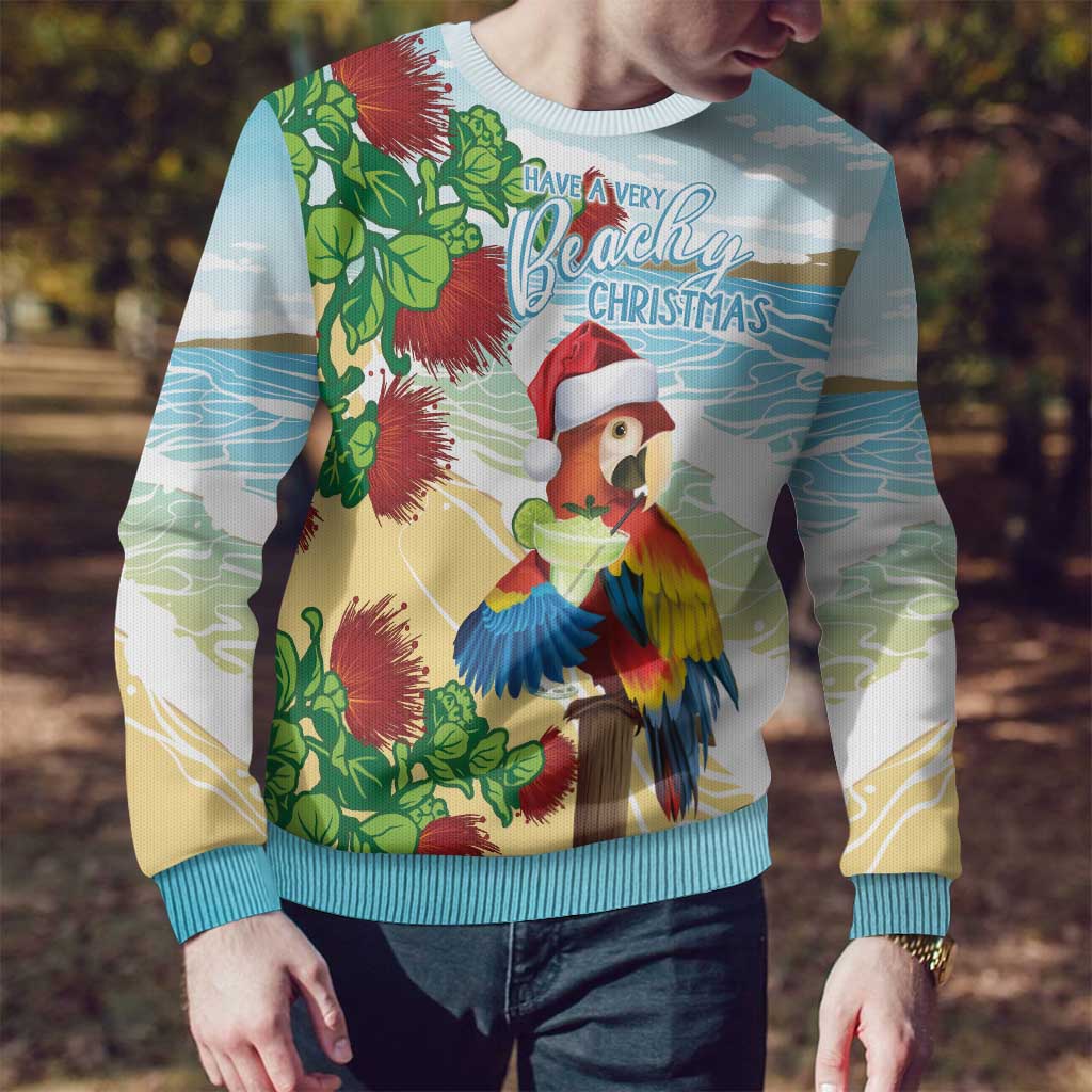 Have A Very Beach Christmas Ugly Christmas Sweater Parrot By Lehua Flower - Polynesian Pride