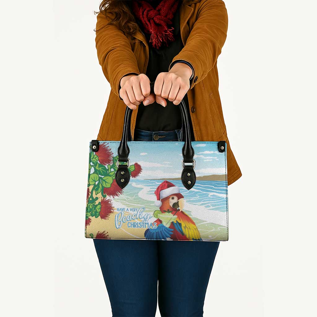 Have A Very Beach Christmas Leather Bag Parrot By Lehua Flower - Polynesian Pride