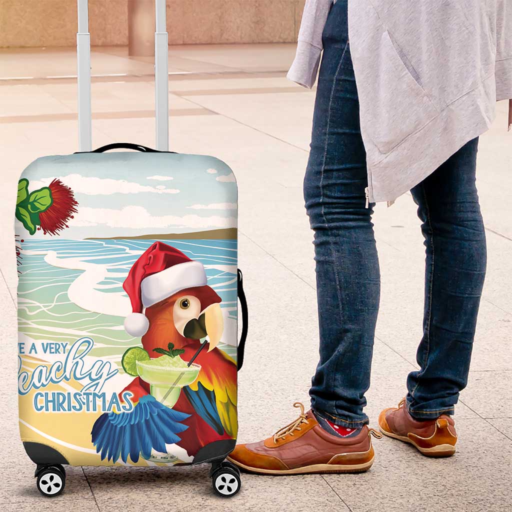 Have A Very Beach Christmas Luggage Cover Parrot By Lehua Flower - Polynesian Pride