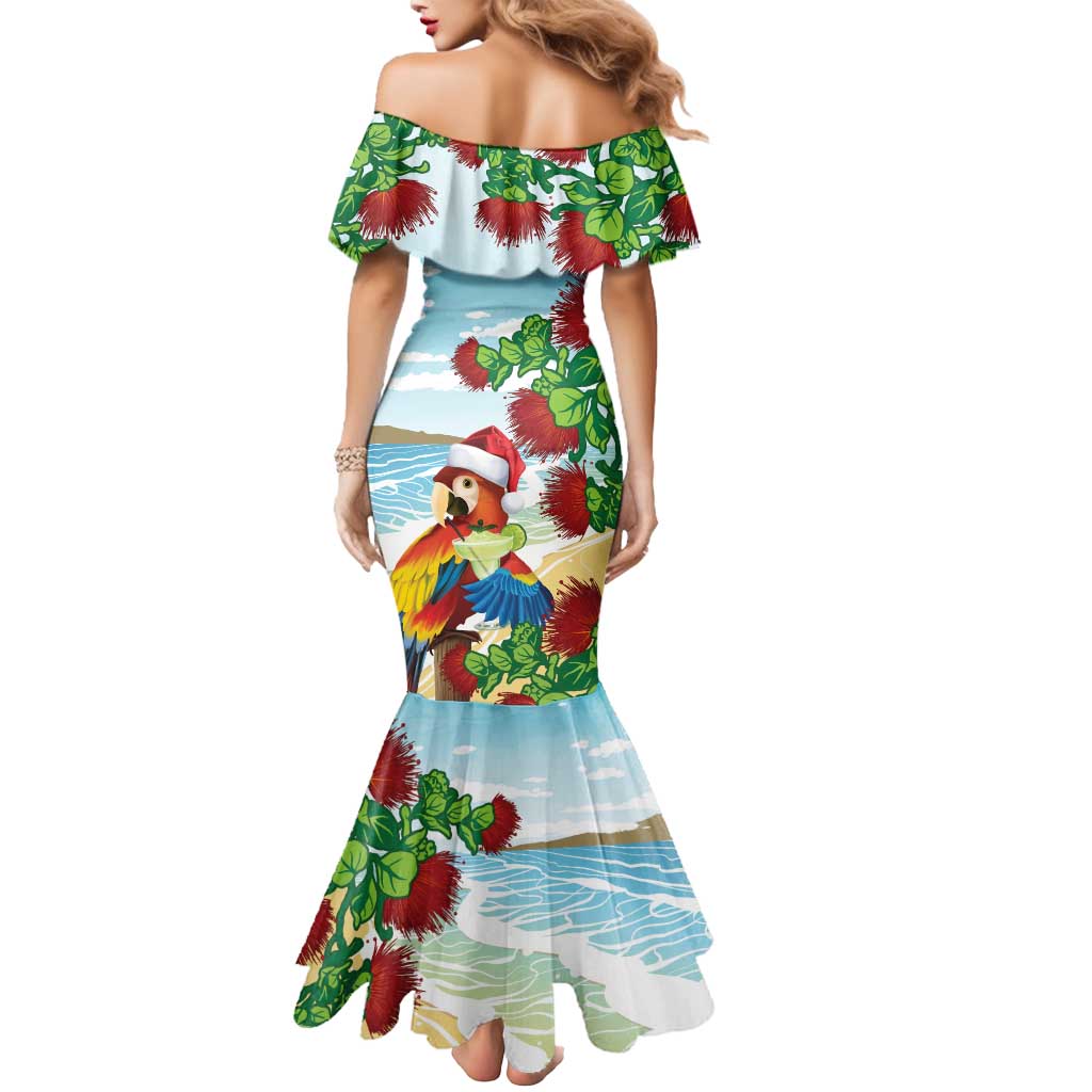 Have A Very Beach Christmas Mermaid Dress Parrot By Lehua Flower - Polynesian Pride