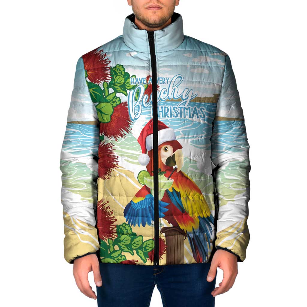 Have A Very Beach Christmas Padded Jacket Parrot By Lehua Flower LT7 Men Art - Polynesian Pride