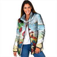 Have A Very Beach Christmas Padded Jacket Parrot By Lehua Flower LT7 Women Art - Polynesian Pride