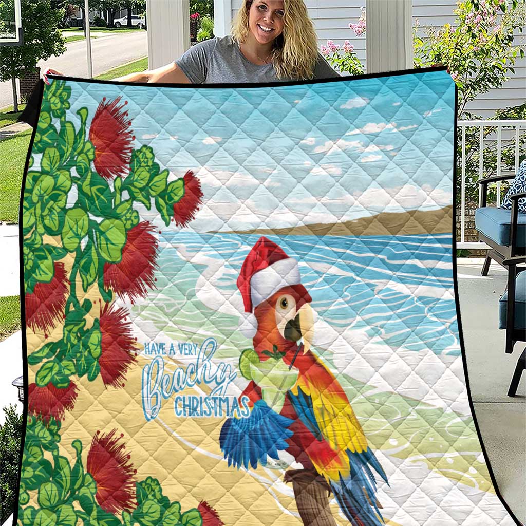 Have A Very Beach Christmas Quilt Parrot By Lehua Flower - Polynesian Pride