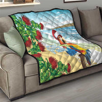 Have A Very Beach Christmas Quilt Parrot By Lehua Flower - Polynesian Pride
