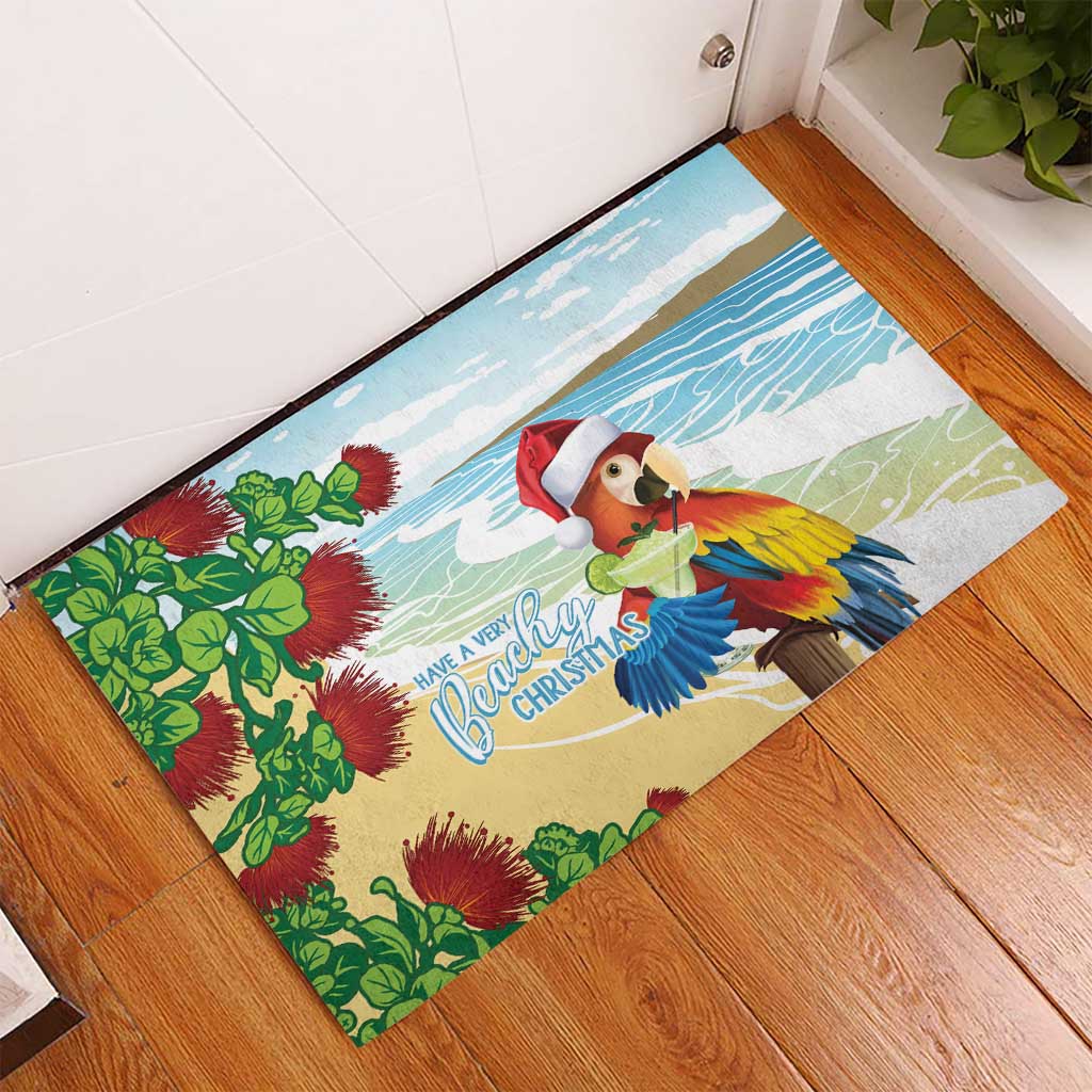 Have A Very Beach Christmas Rubber Doormat Parrot By Lehua Flower LT7 - Polynesian Pride