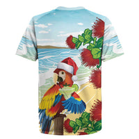 Have A Very Beach Christmas Rugby Jersey Parrot By Lehua Flower LT7 - Polynesian Pride