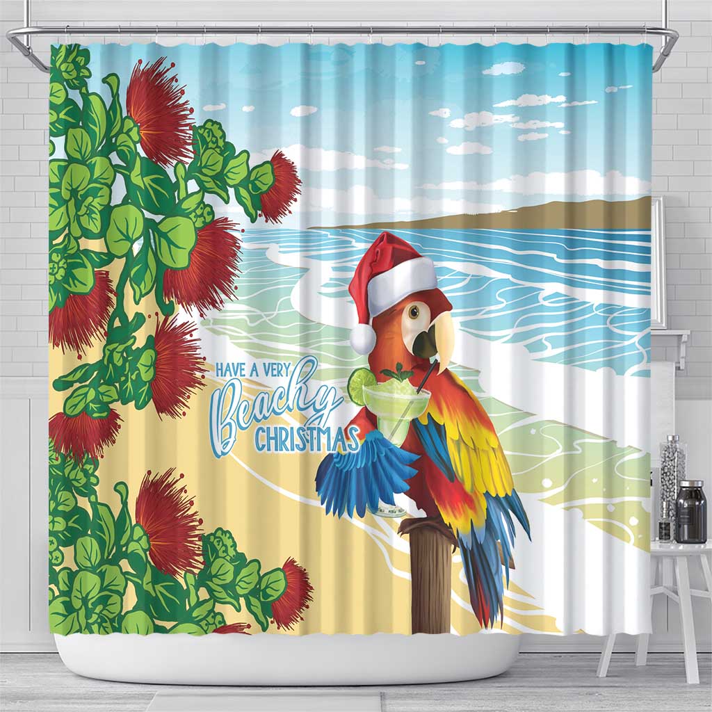 Have A Very Beach Christmas Shower Curtain Parrot By Lehua Flower - Polynesian Pride