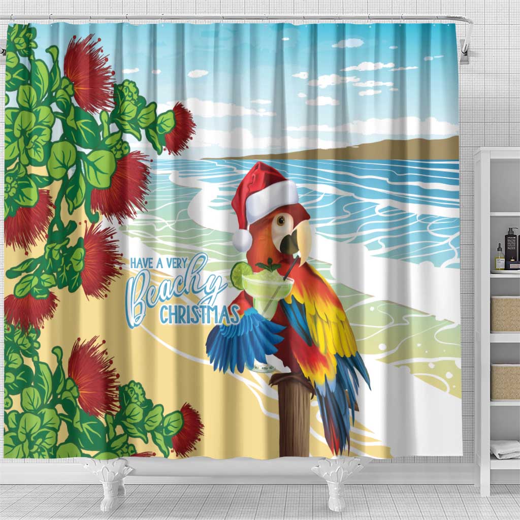 Have A Very Beach Christmas Shower Curtain Parrot By Lehua Flower - Polynesian Pride