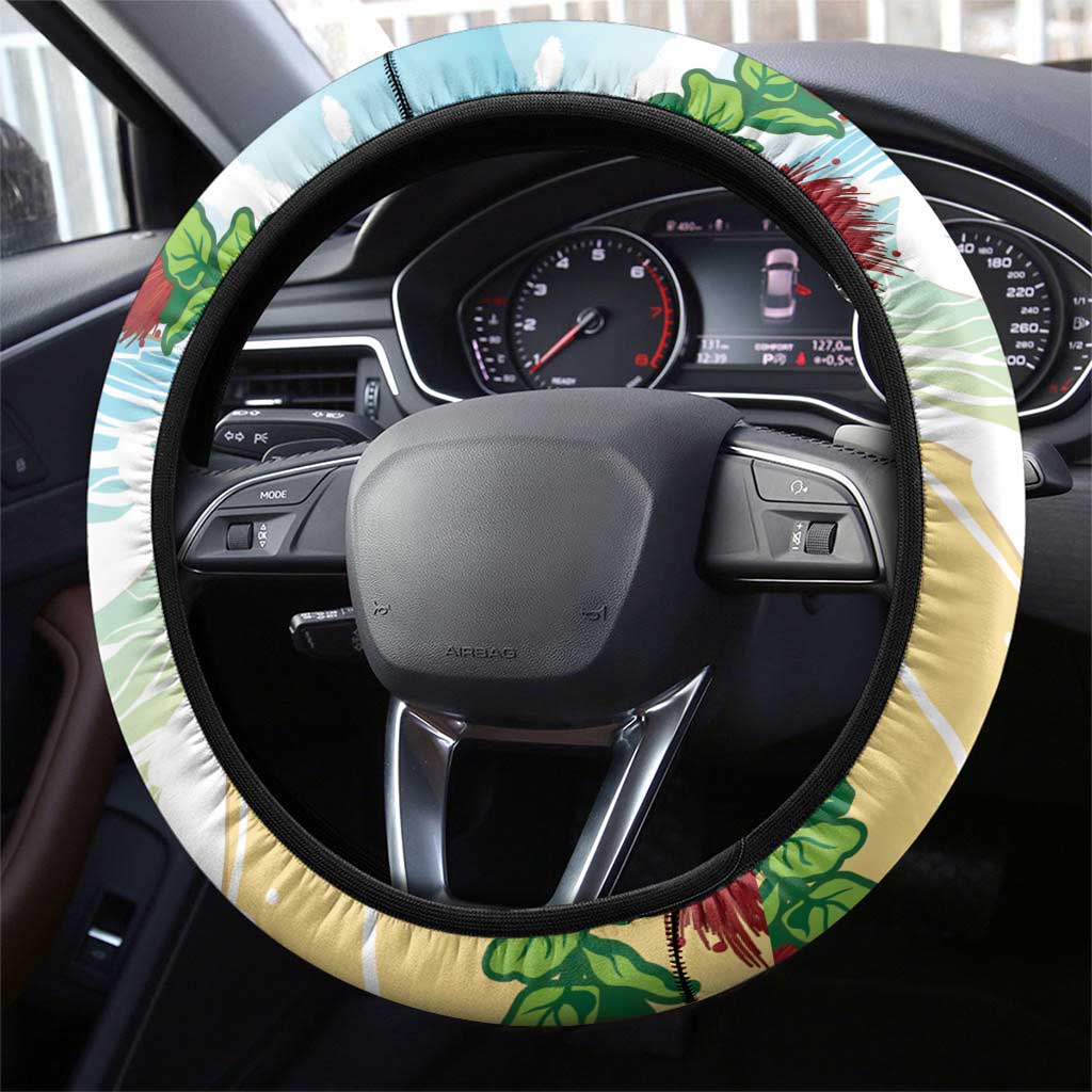 Have A Very Beach Christmas Steering Wheel Cover Parrot By Lehua Flower LT7 - Polynesian Pride