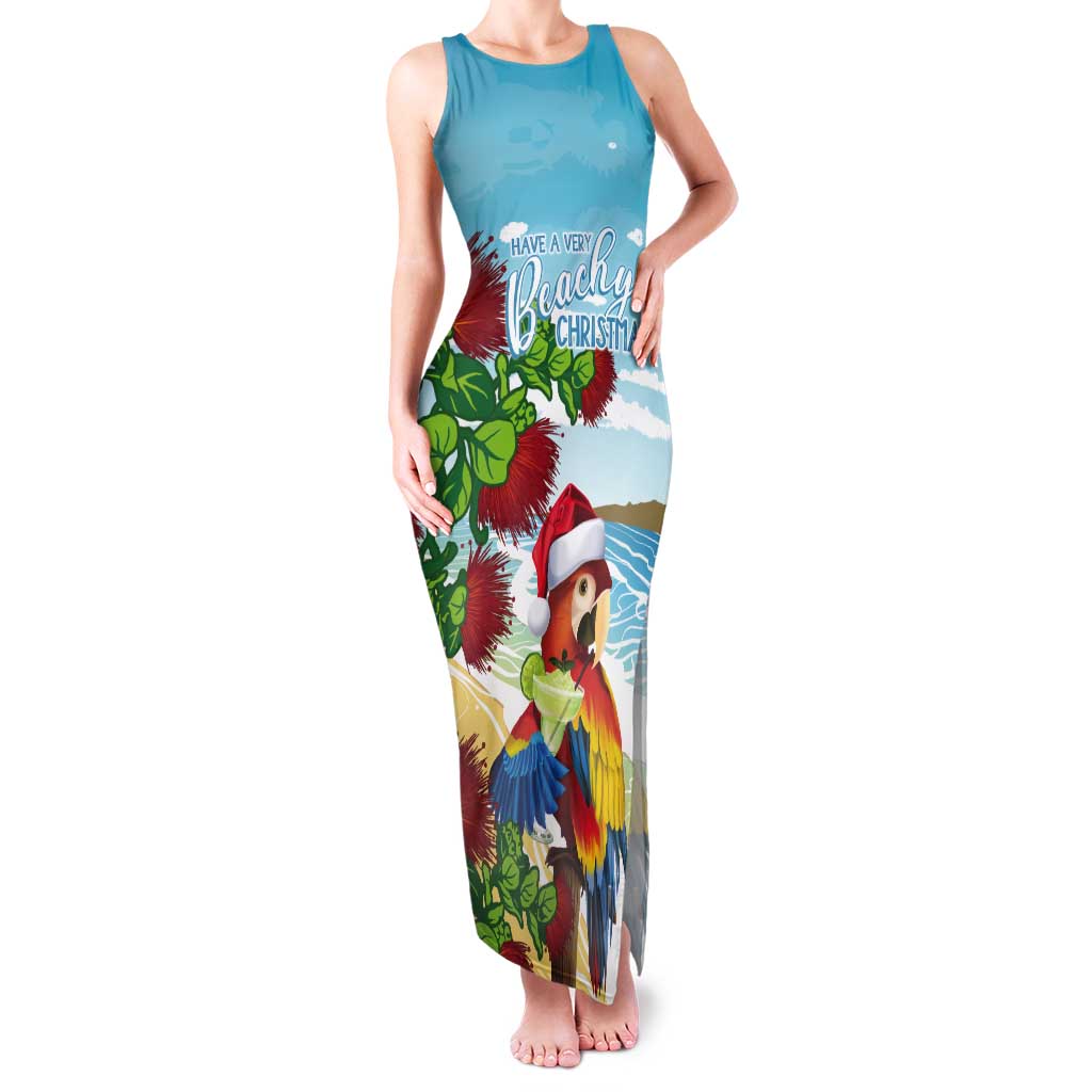 Have A Very Beach Christmas Tank Maxi Dress Parrot By Lehua Flower - Polynesian Pride