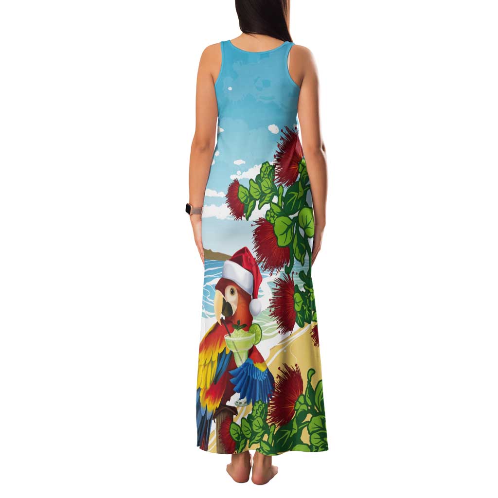 Have A Very Beach Christmas Tank Maxi Dress Parrot By Lehua Flower - Polynesian Pride