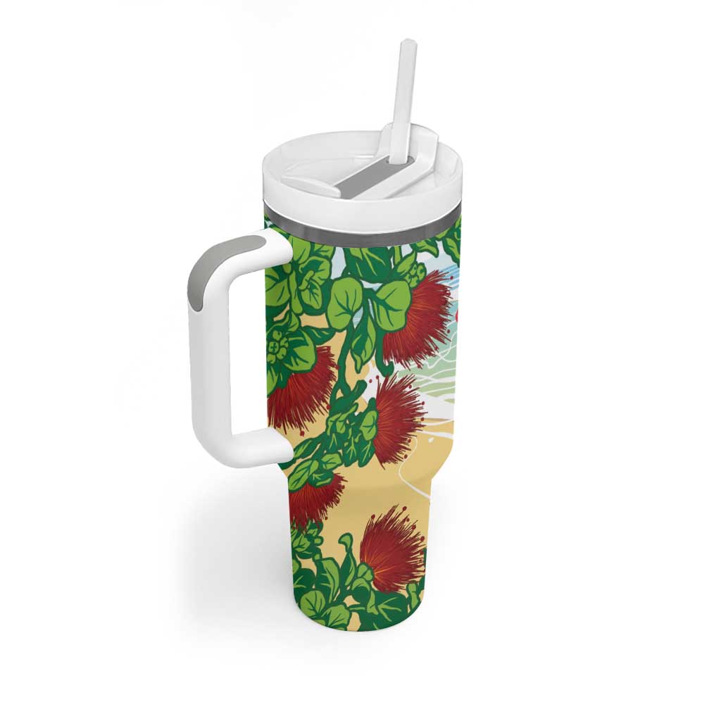Have A Very Beach Christmas Tumbler With Handle Parrot By Lehua Flower - Polynesian Pride