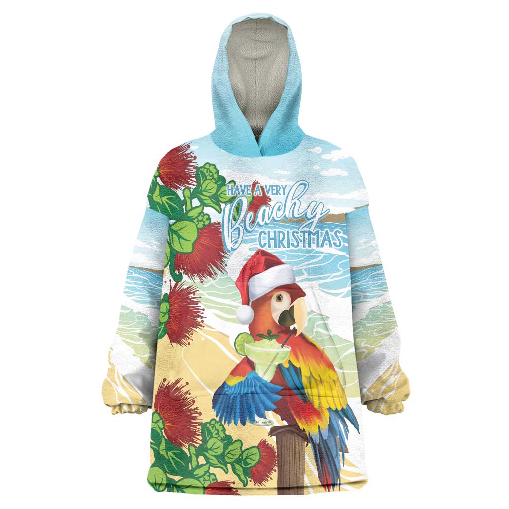 Have A Very Beach Christmas Wearable Blanket Hoodie Parrot By Lehua Flower LT7 One Size Art - Polynesian Pride