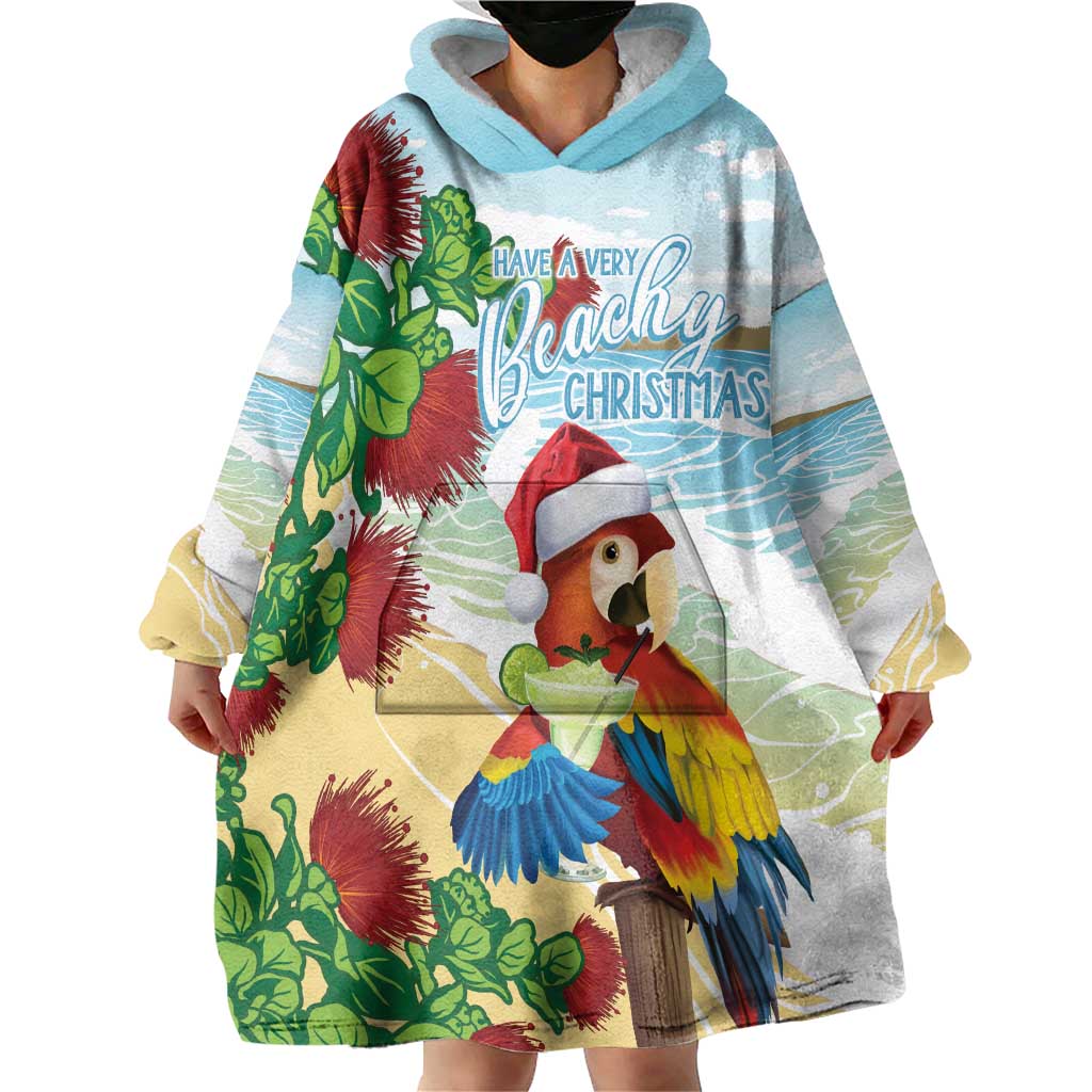 Have A Very Beach Christmas Wearable Blanket Hoodie Parrot By Lehua Flower LT7 - Polynesian Pride
