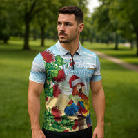 Have A Very Beach Christmas Zipper Polo Shirt Parrot By Lehua Flower LT7 - Polynesian Pride