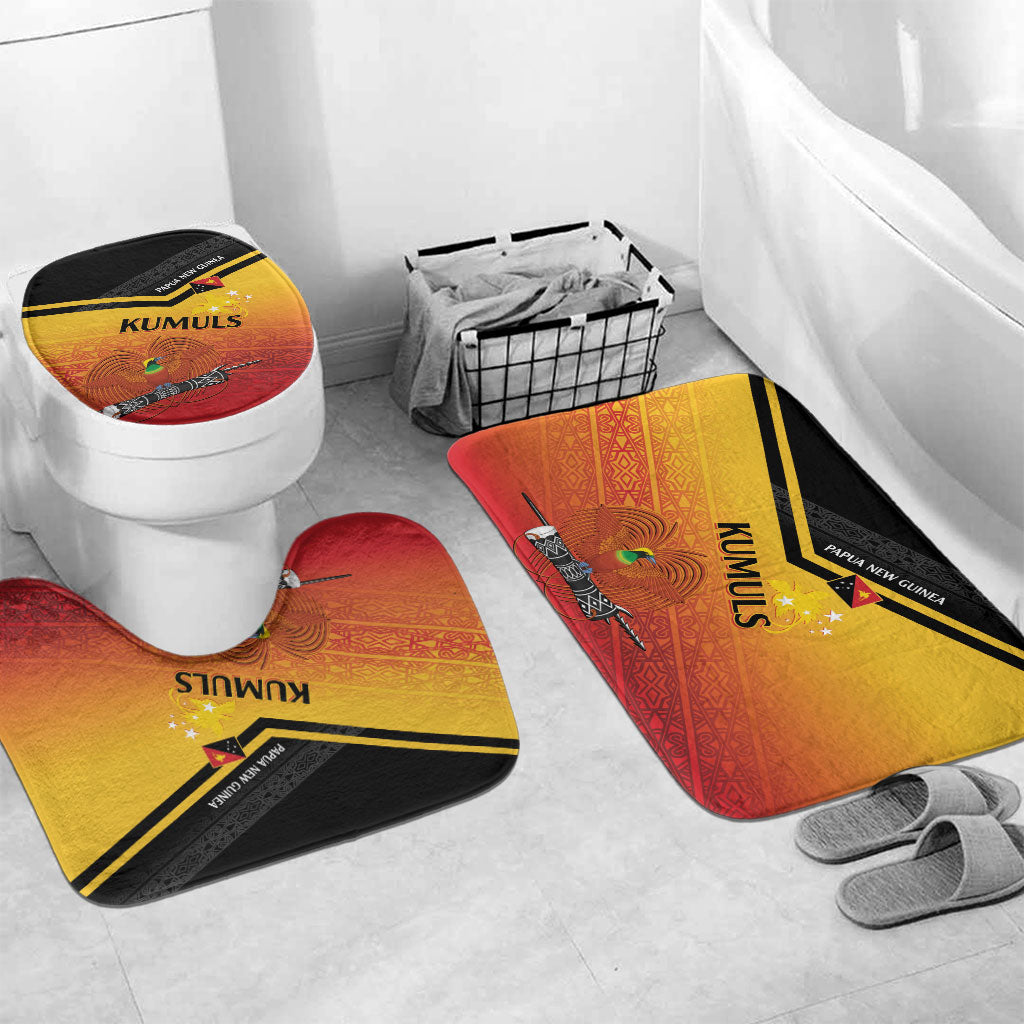 Papua New Guinea Rugby The Kumuls Bathroom Set Motuan Inspired Pattern LT7 Mat Set Only (3 pcs) One Size Multicolor - Polynesian Pride