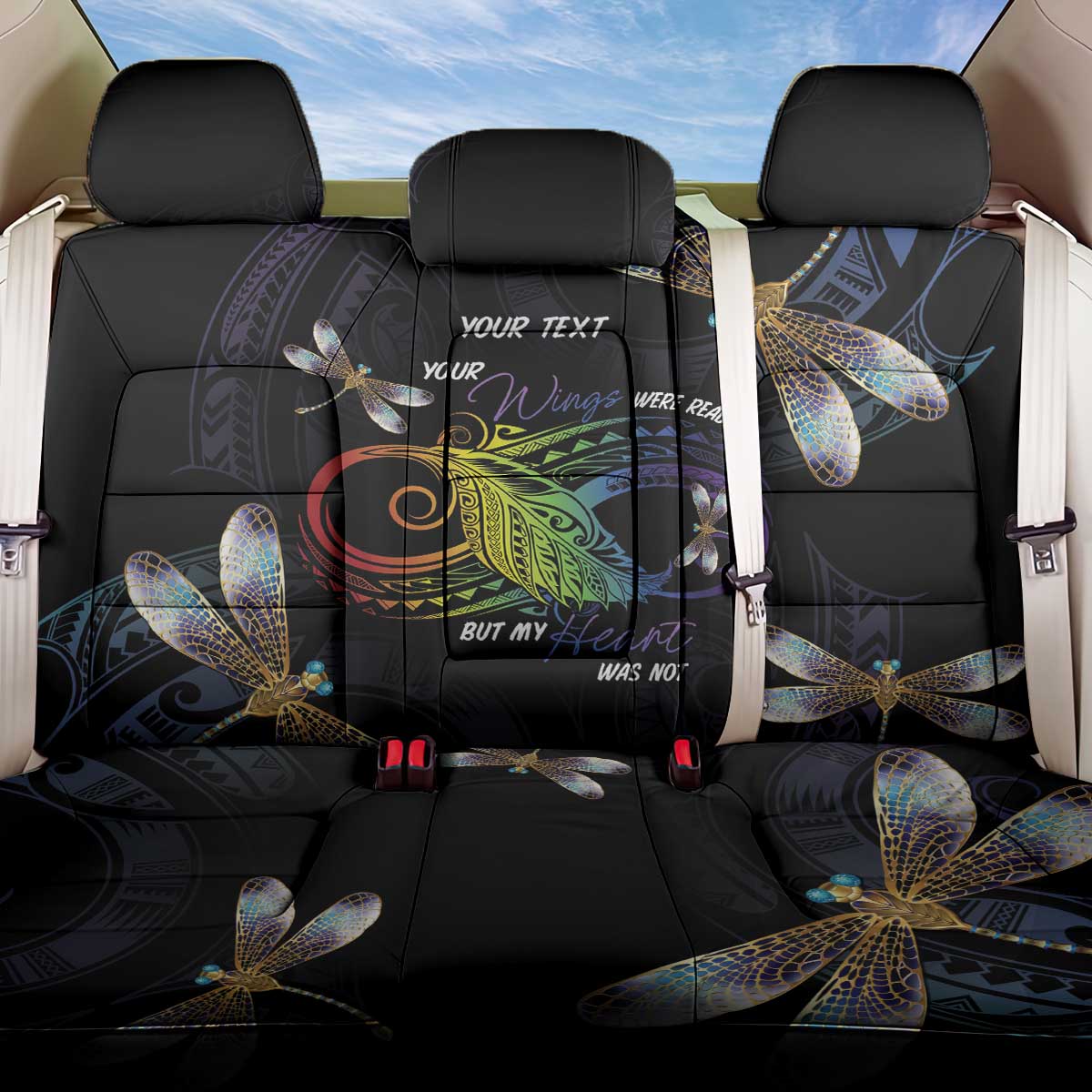 Personalised Polynesian Memorial Back Car Seat Cover Your Wings Were Ready But My Heart Was Not