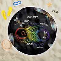 Personalised Polynesian Memorial Beach Blanket Your Wings Were Ready But My Heart Was Not LT7 One Size 150cm Black - Polynesian Pride
