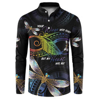 Personalised Polynesian Memorial Button Sweatshirt Your Wings Were Ready But My Heart Was Not LT7 Black - Polynesian Pride
