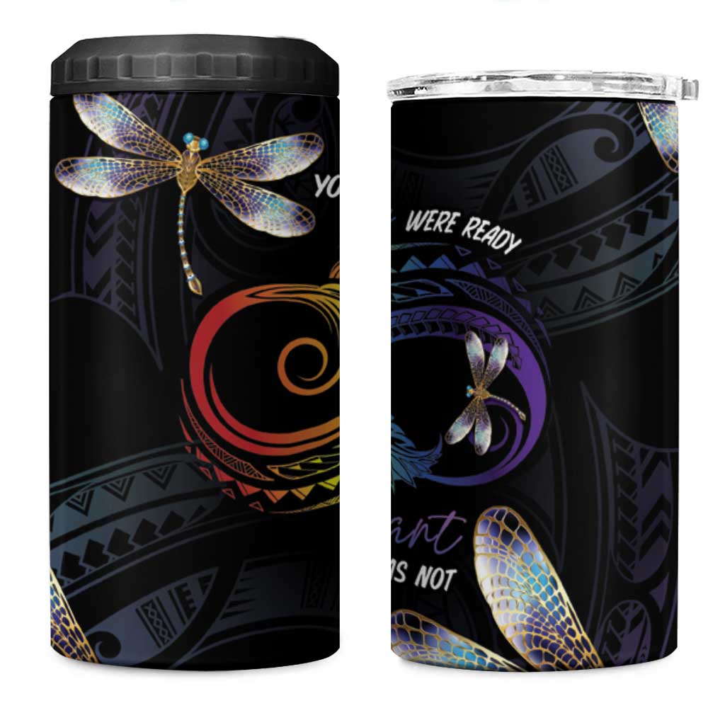 Personalised Polynesian Memorial 4 in 1 Can Cooler Tumbler Your Wings Were Ready But My Heart Was Not