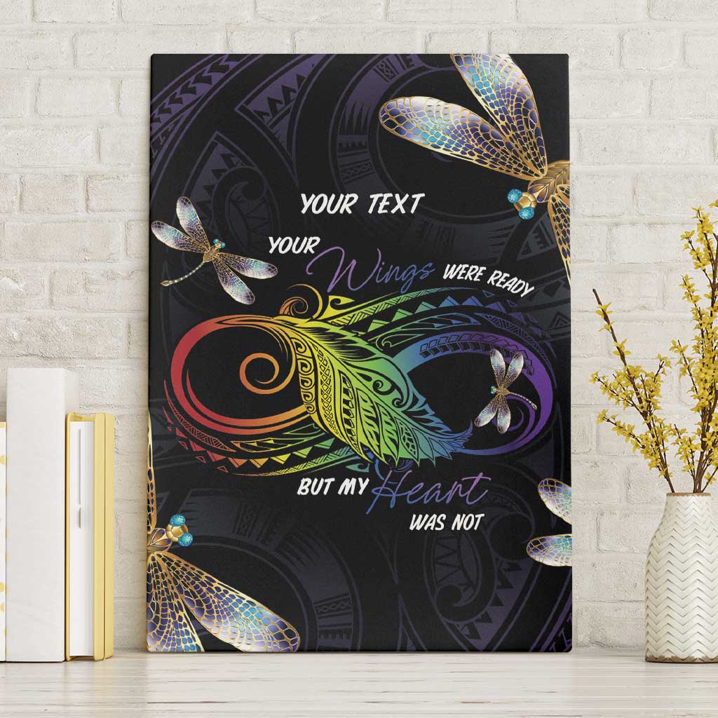Personalised Polynesian Memorial Canvas Wall Art Your Wings Were Ready But My Heart Was Not LT7 Without Frame Black - Polynesian Pride