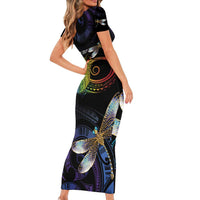 Personalised Polynesian Memorial Family Matching Short Sleeve Bodycon Dress and Hawaiian Shirt Your Wings Were Ready But My Heart Was Not