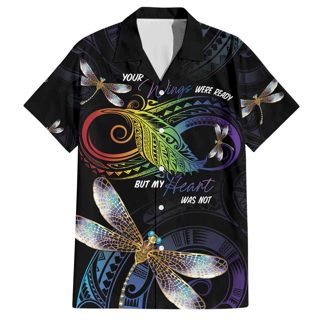 Personalised Polynesian Memorial Hawaiian Shirt Your Wings Were Ready But My Heart Was Not LT7 Black - Polynesian Pride