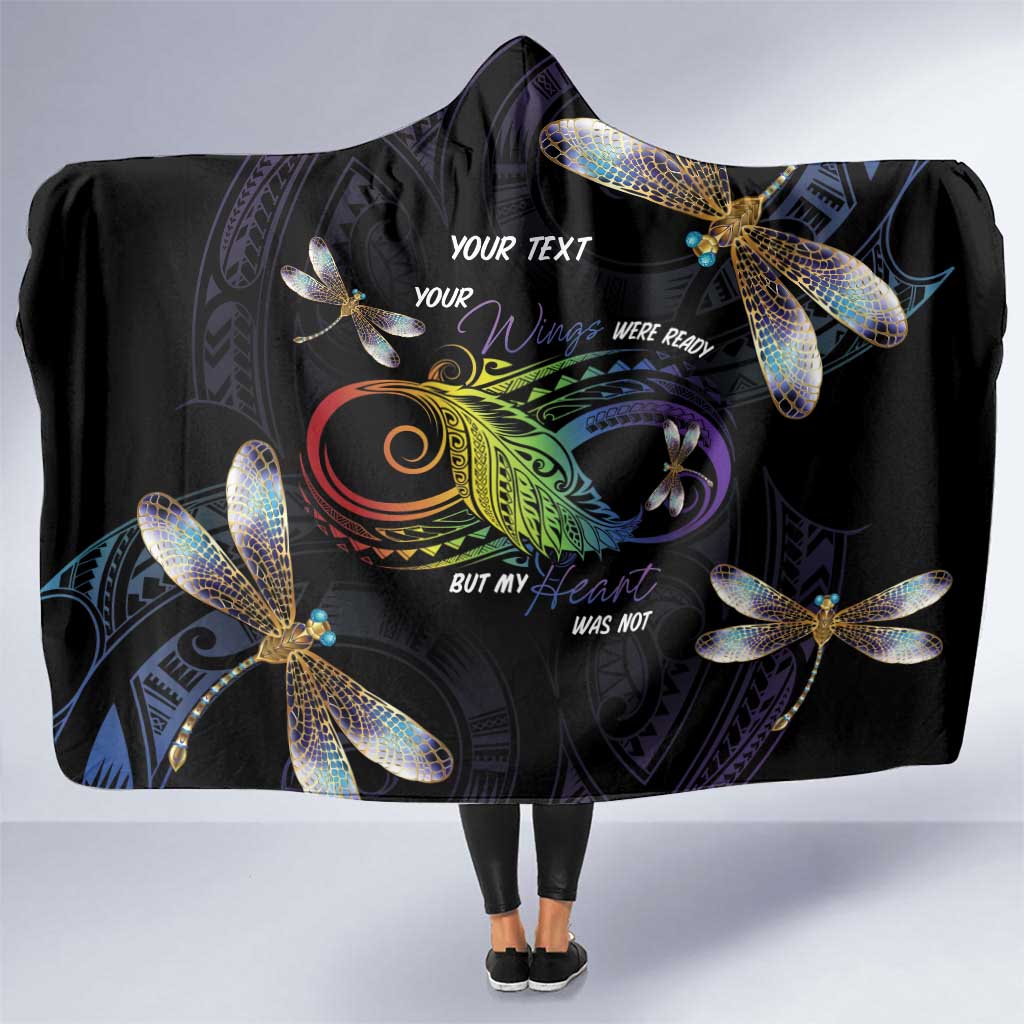 Personalised Polynesian Memorial Hooded Blanket Your Wings Were Ready But My Heart Was Not LT7 One Size Black - Polynesian Pride