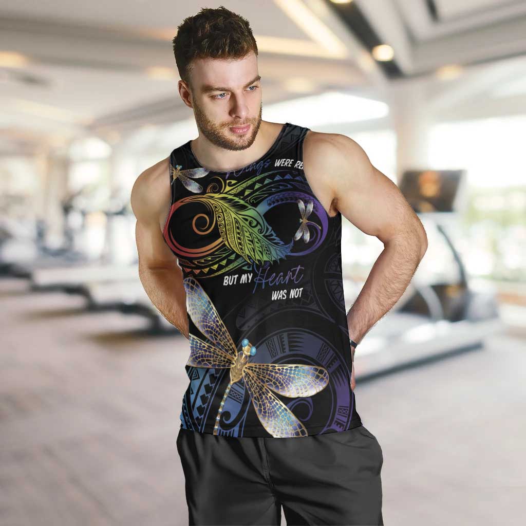 Personalised Polynesian Memorial Men Tank Top Your Wings Were Ready But My Heart Was Not LT7 Black - Polynesian Pride