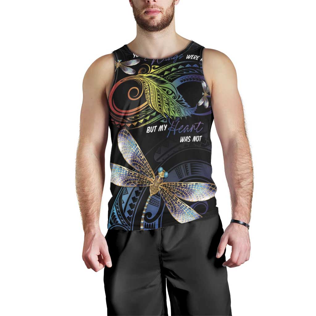 Personalised Polynesian Memorial Men Tank Top Your Wings Were Ready But My Heart Was Not LT7 - Polynesian Pride