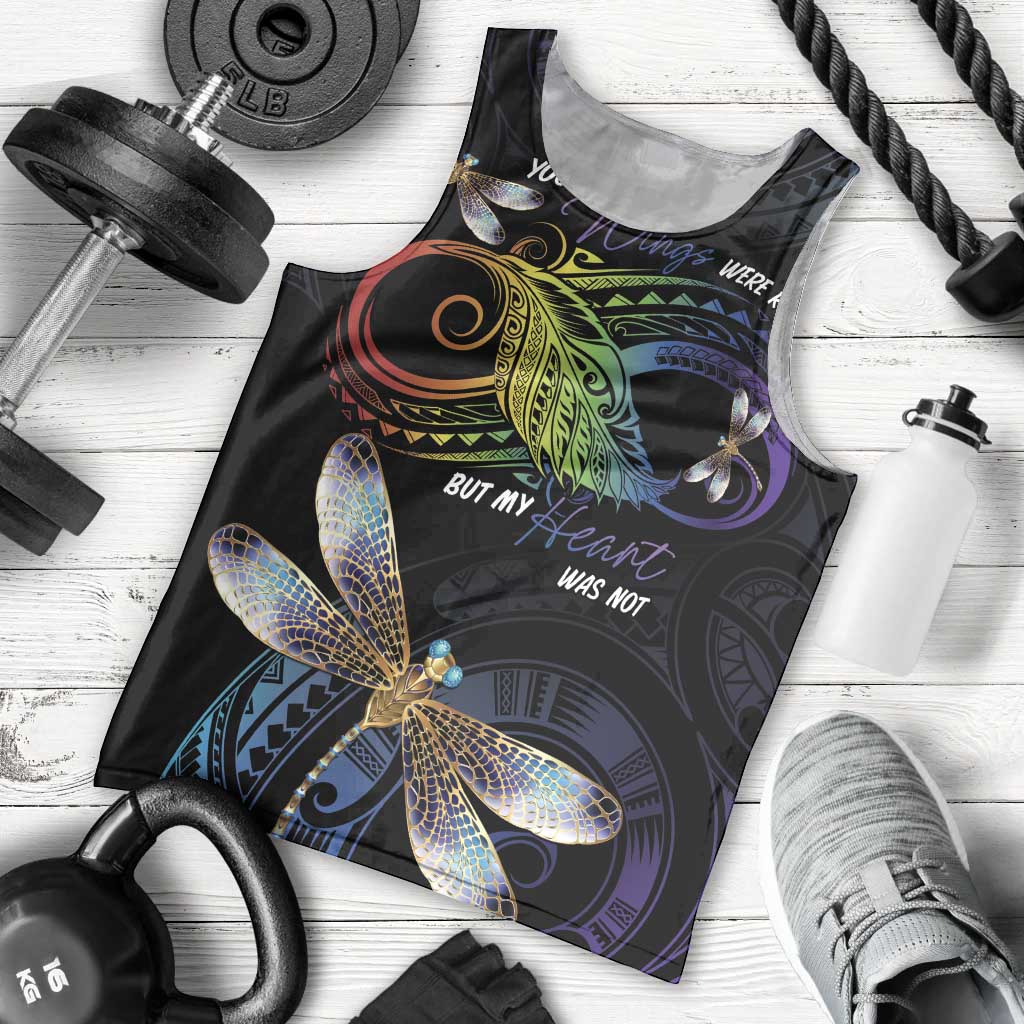 Personalised Polynesian Memorial Men Tank Top Your Wings Were Ready But My Heart Was Not LT7 - Polynesian Pride