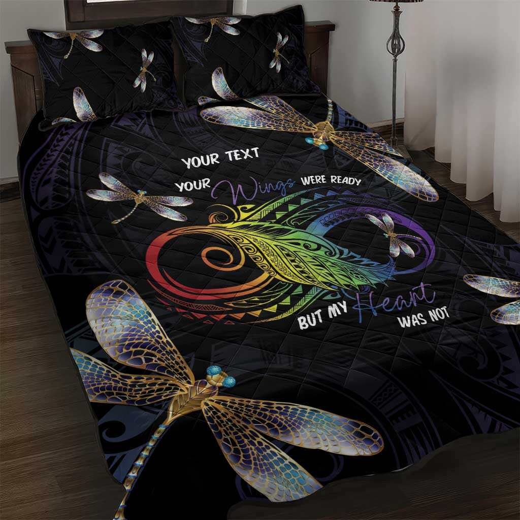 Personalised Polynesian Memorial Quilt Bed Set Your Wings Were Ready But My Heart Was Not LT7 Black - Polynesian Pride