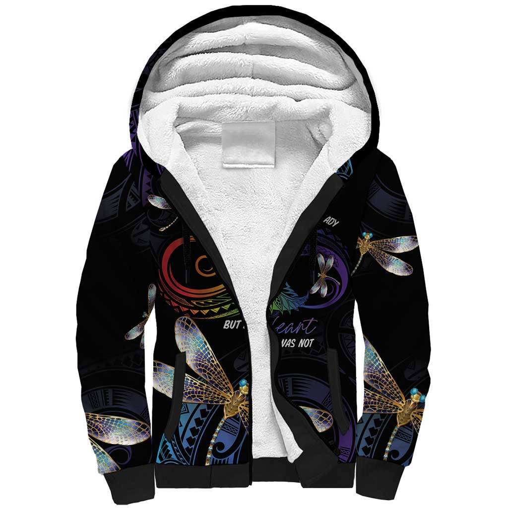 Personalised Polynesian Memorial Sherpa Hoodie Your Wings Were Ready But My Heart Was Not LT7 Unisex Black - Polynesian Pride