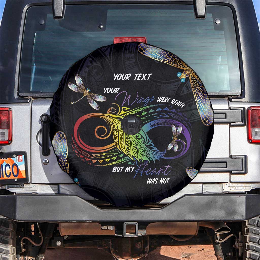 Personalised Polynesian Memorial Spare Tire Cover Your Wings Were Ready But My Heart Was Not LT7 Black - Polynesian Pride
