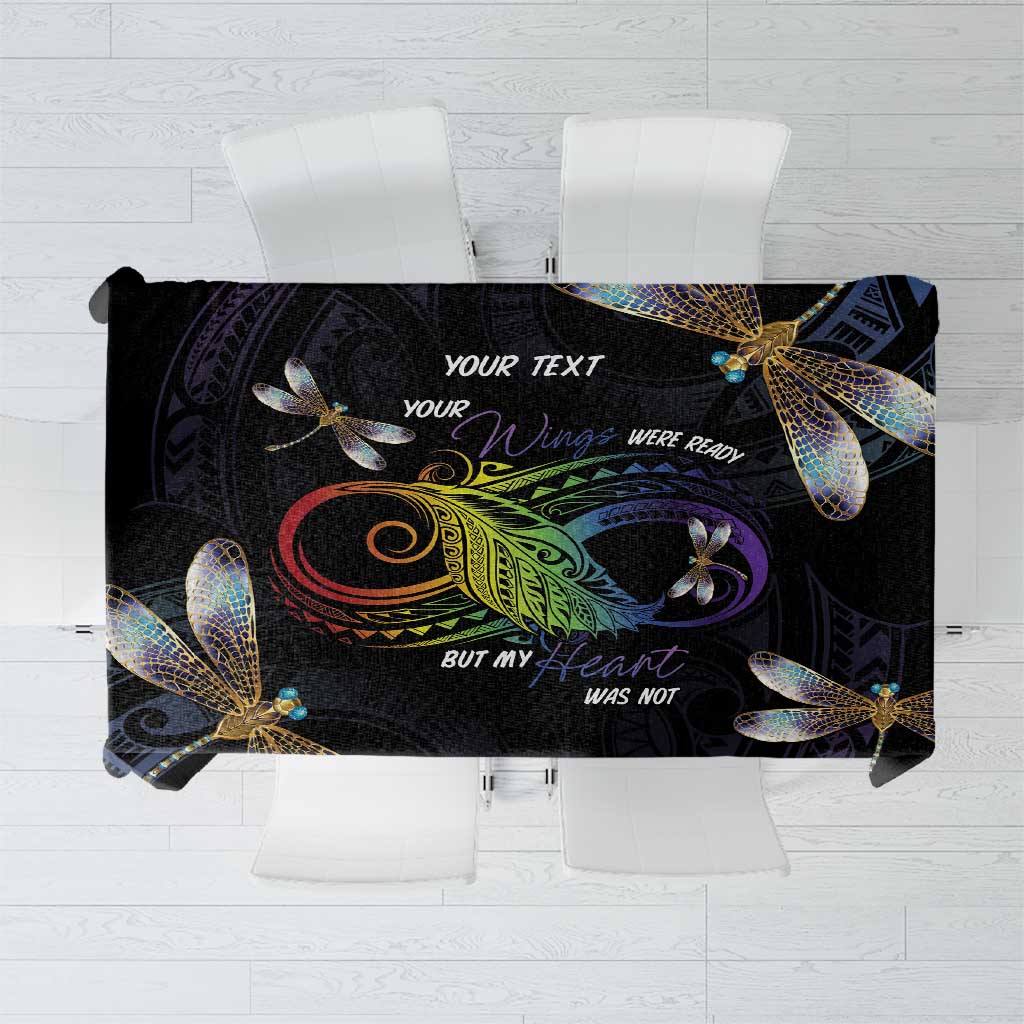 Personalised Polynesian Memorial Tablecloth Your Wings Were Ready But My Heart Was Not LT7 Black - Polynesian Pride