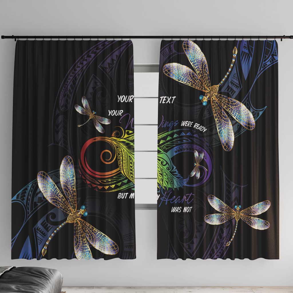Personalised Polynesian Memorial Window Curtain Your Wings Were Ready But My Heart Was Not LT7 With Hooks Black - Polynesian Pride