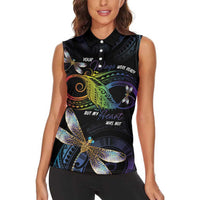 Personalised Polynesian Memorial Women Sleeveless Polo Shirt Your Wings Were Ready But My Heart Was Not