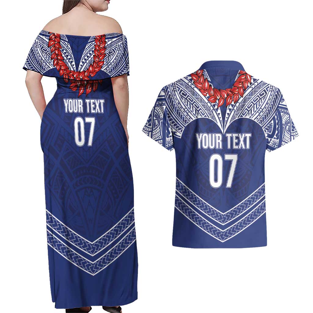 Toa Samoa Rugby Custom Couples Matching Off Shoulder Maxi Dress and Hawaiian Shirt Ulafala Mix Nifo'oti - Polynesian Pride