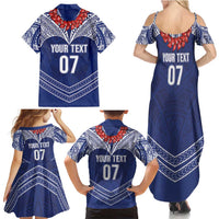 Toa Samoa Rugby Custom Family Matching Summer Maxi Dress and Hawaiian Shirt Ulafala Mix Nifo'oti - Polynesian Pride