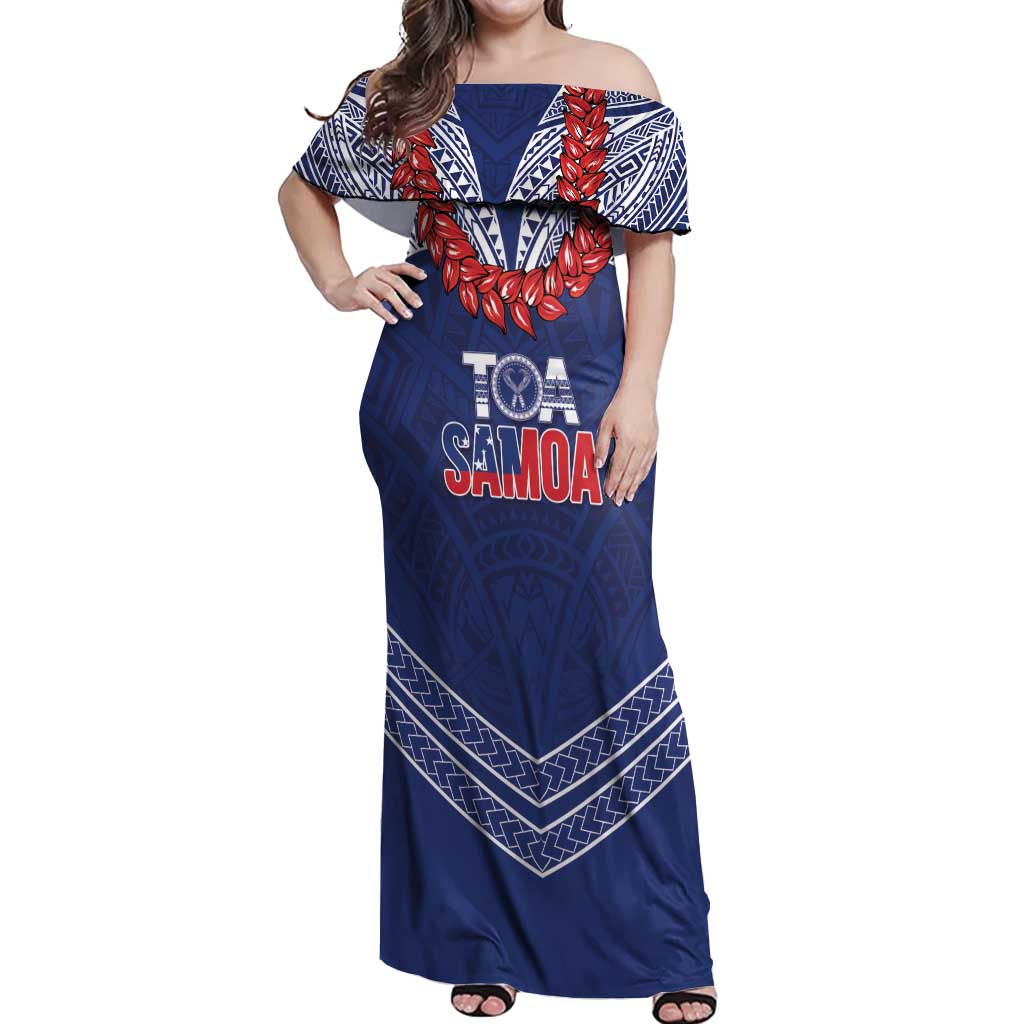 Toa Samoa Rugby Custom Off Shoulder Maxi Dress Ulafala Mix Nifo'oti - Polynesian Pride