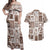 Hawaii Christmas Retro Patchwork Couples Matching Off Shoulder Maxi Dress and Hawaiian Shirt Brown LT7 Brown - Polynesian Pride