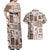 Hawaii Christmas Retro Patchwork Couples Matching Off Shoulder Maxi Dress and Hawaiian Shirt Brown LT7 - Polynesian Pride