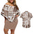 Hawaii Christmas Retro Patchwork Couples Matching Off Shoulder Short Dress and Hawaiian Shirt Brown LT7 Brown - Polynesian Pride