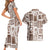 Hawaii Christmas Retro Patchwork Couples Matching Short Sleeve Bodycon Dress and Hawaiian Shirt Brown LT7 - Polynesian Pride