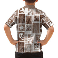 Hawaii Christmas Retro Patchwork Family Matching Long Sleeve Bodycon Dress and Hawaiian Shirt Brown LT7 - Polynesian Pride
