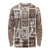 Hawaii Christmas Retro Patchwork Long Sleeve Shirt Brown LT7 Unisex Brown - Polynesian Pride