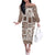 Hawaii Christmas Retro Patchwork Off The Shoulder Long Sleeve Dress Brown LT7 Women Brown - Polynesian Pride