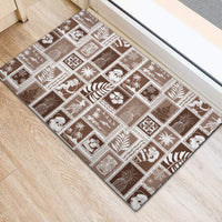 Hawaii Christmas Retro Patchwork Rubber Doormat Brown LT7 - Polynesian Pride
