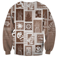 Hawaii Christmas Retro Patchwork Sweatshirt Brown LT7 - Polynesian Pride